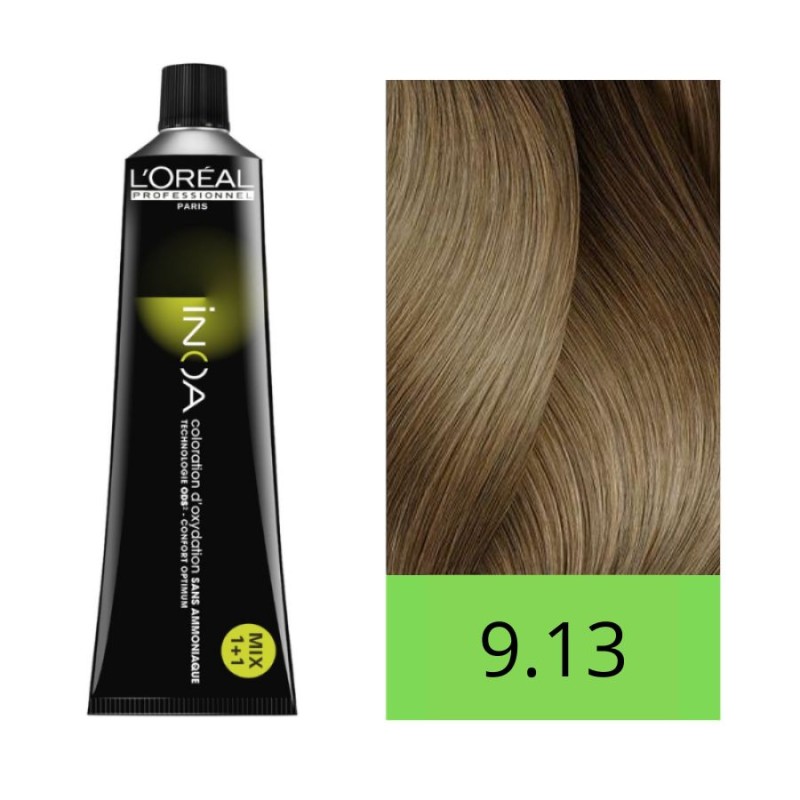 L'Oréal Tinte Inoa Sin Amoniaco nº 9.13 Rubio Muy Claro Ceniza Dorado 60 gr