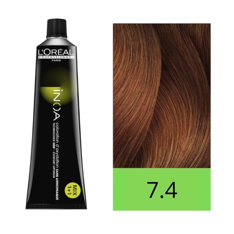 L'Oréal Tinte Inoa Sin Amoniaco nº 7.4 Rubio Cobrizo 60 gr