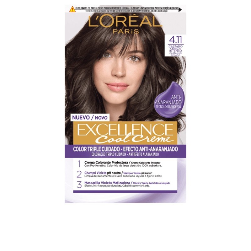 L'Oreal Tinte Excellence Cool 4.11 Castaño Ceniza Intenso 192 ml