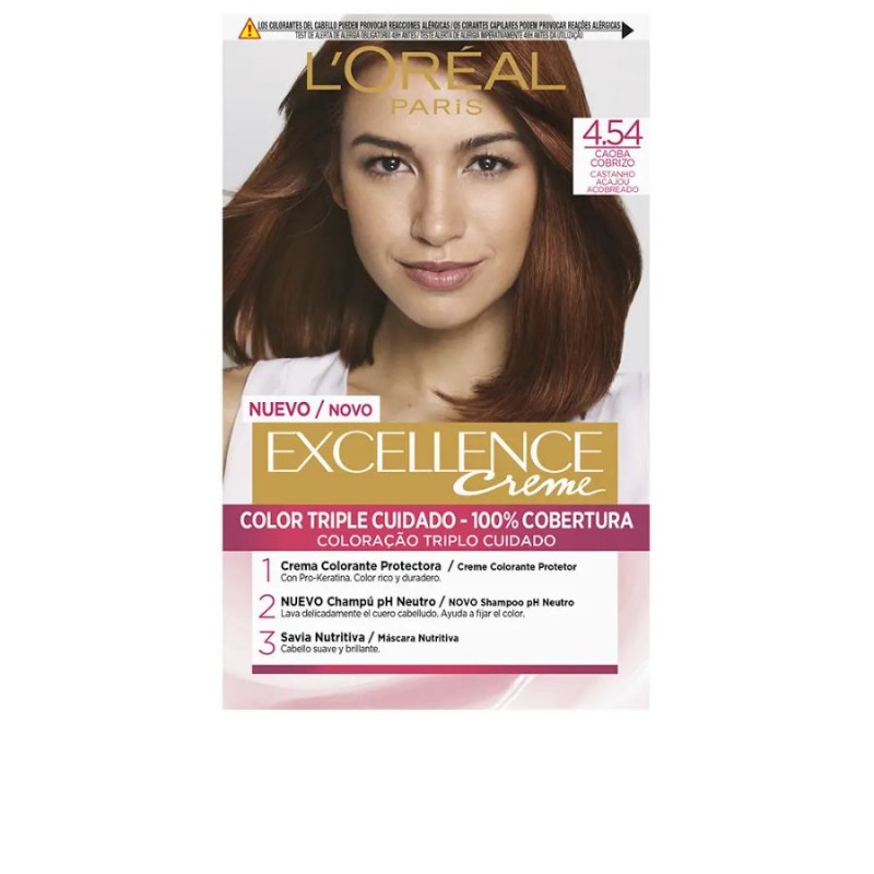 L'Oréal Tinte EXCELLENCE Creme 4.54 Castaño Caoba Cobrizo 192 ml