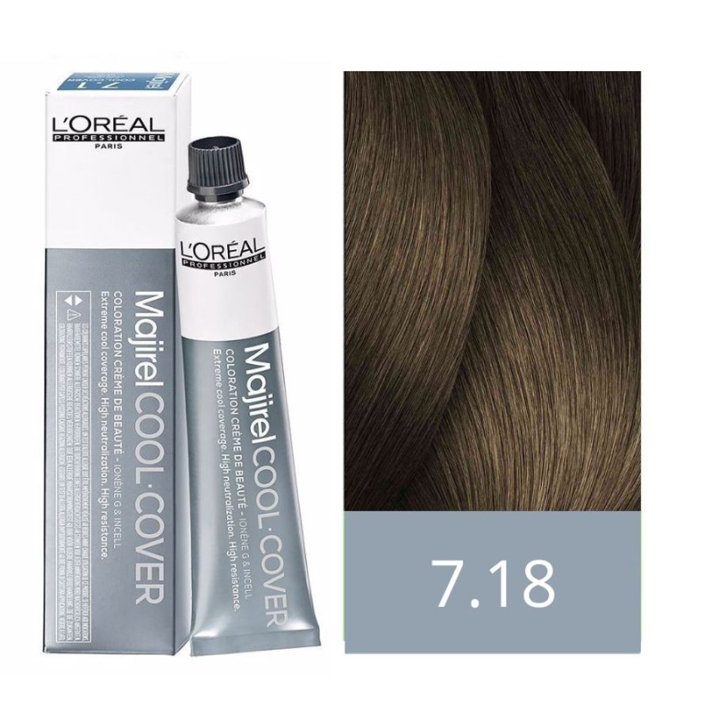 L'Oréal Tinte Majirel Cool Cover 7.18 Rubio Ceniza Moka 50 ml