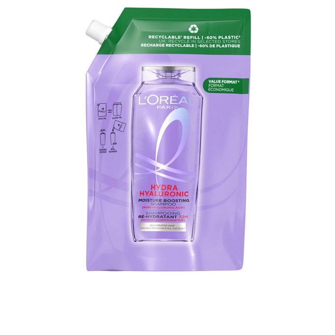 ELVIVE HIDRA HIALURÓNICO champú 72h hidratación recarga eco pack 500 ml